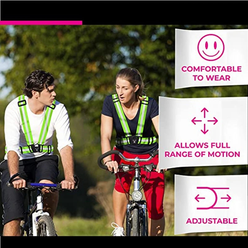 2/1PC Outdoor Night Walking Safety Vests Highlight Adjustable Lightweight Reflective Vest Biking Safety Strap Waterproof Running