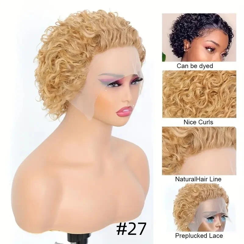 Honey Blonde Lace Pixie Wig