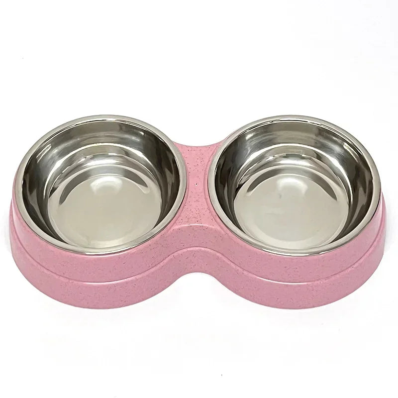 Small Dog Accessories Double Pet Bowls Stainless Steel Pet Drinking Dish Feeder Dog Food Water Feeder Cat Puppy Feeding Supplies