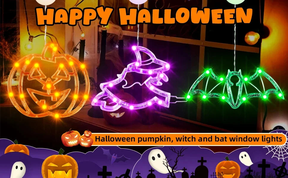 Halloween Led String Lights Ghost Pumpkin Spider Hat Modeling Lamp with Suction Cup Festival Party Halloween Decoration New