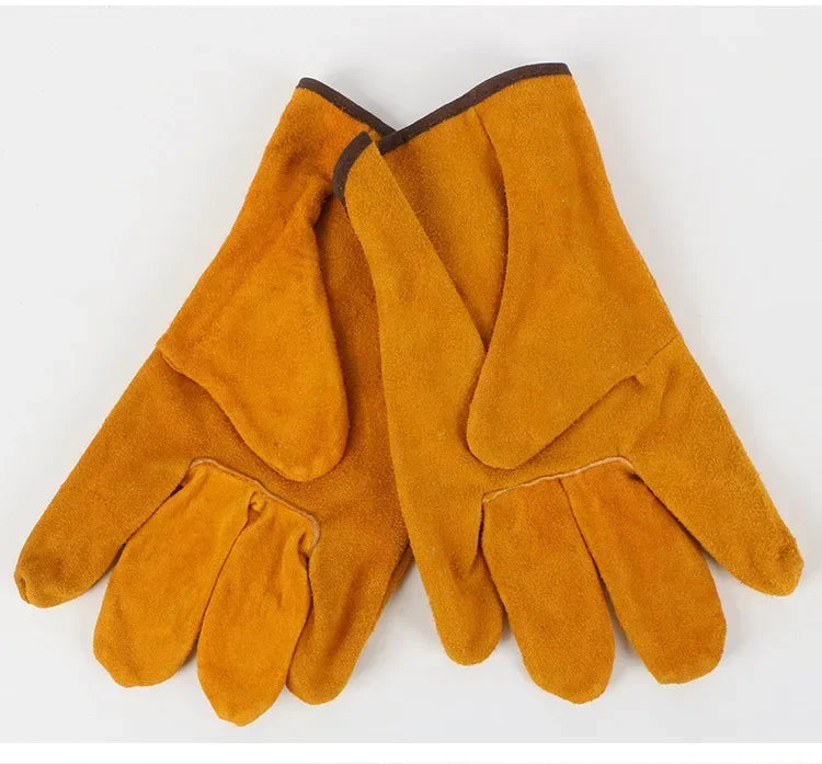Men Work Gloves Soft Cowhide Driver Hunting Driving Farm Garden Welding Security Protection Safety Protection