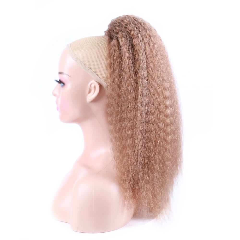 Extensions queue de cheval synthétiques blond doré Afro Puff Cheveux bouclés Produits capillaires Cheveux synthétiques Afro Crépus Queue de cheval Cheveux noirs Queue de cheval