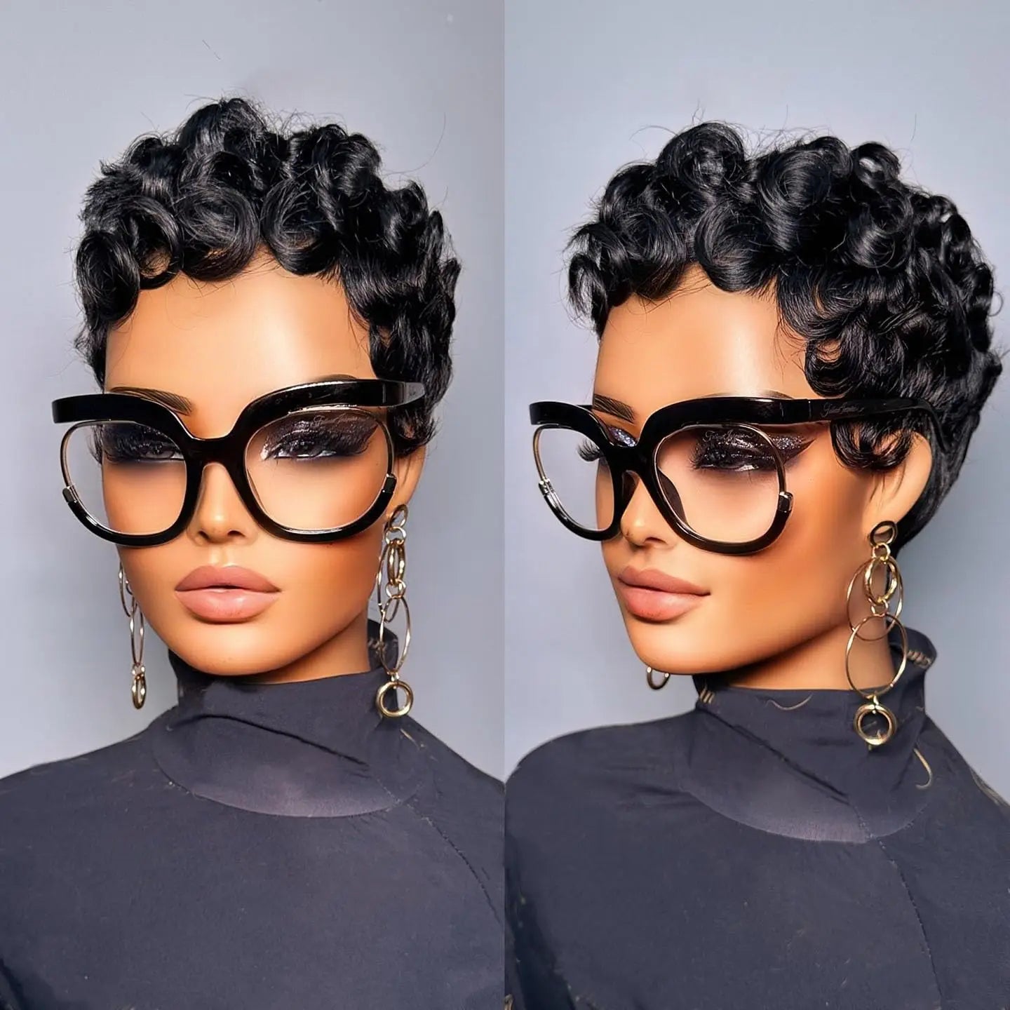 Short Curly Pixie Human Hair Wig