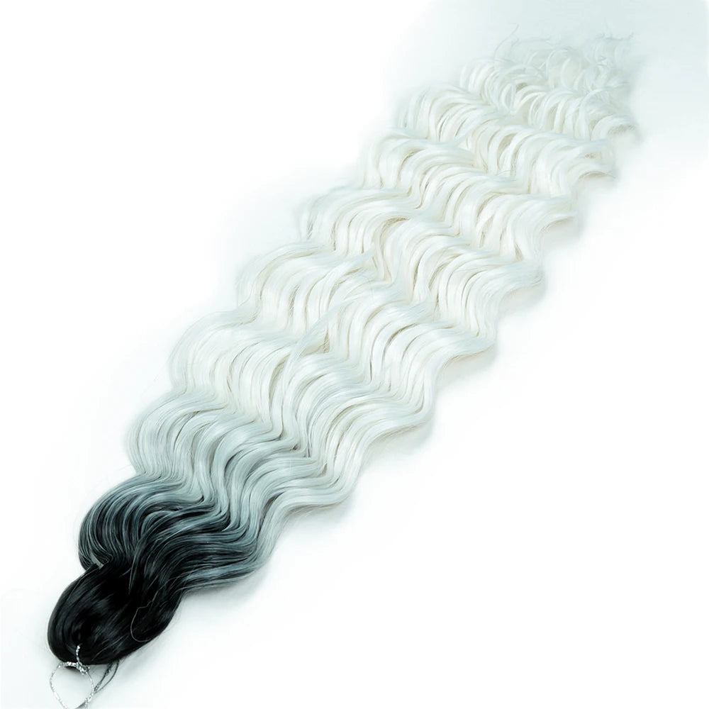 ALIBABY 24Inch Synthetic Loose Deep Wave Braiding Hair Extension Water Wave Crochet Braid Hair for Braids Ombre Blonde Fake Hair