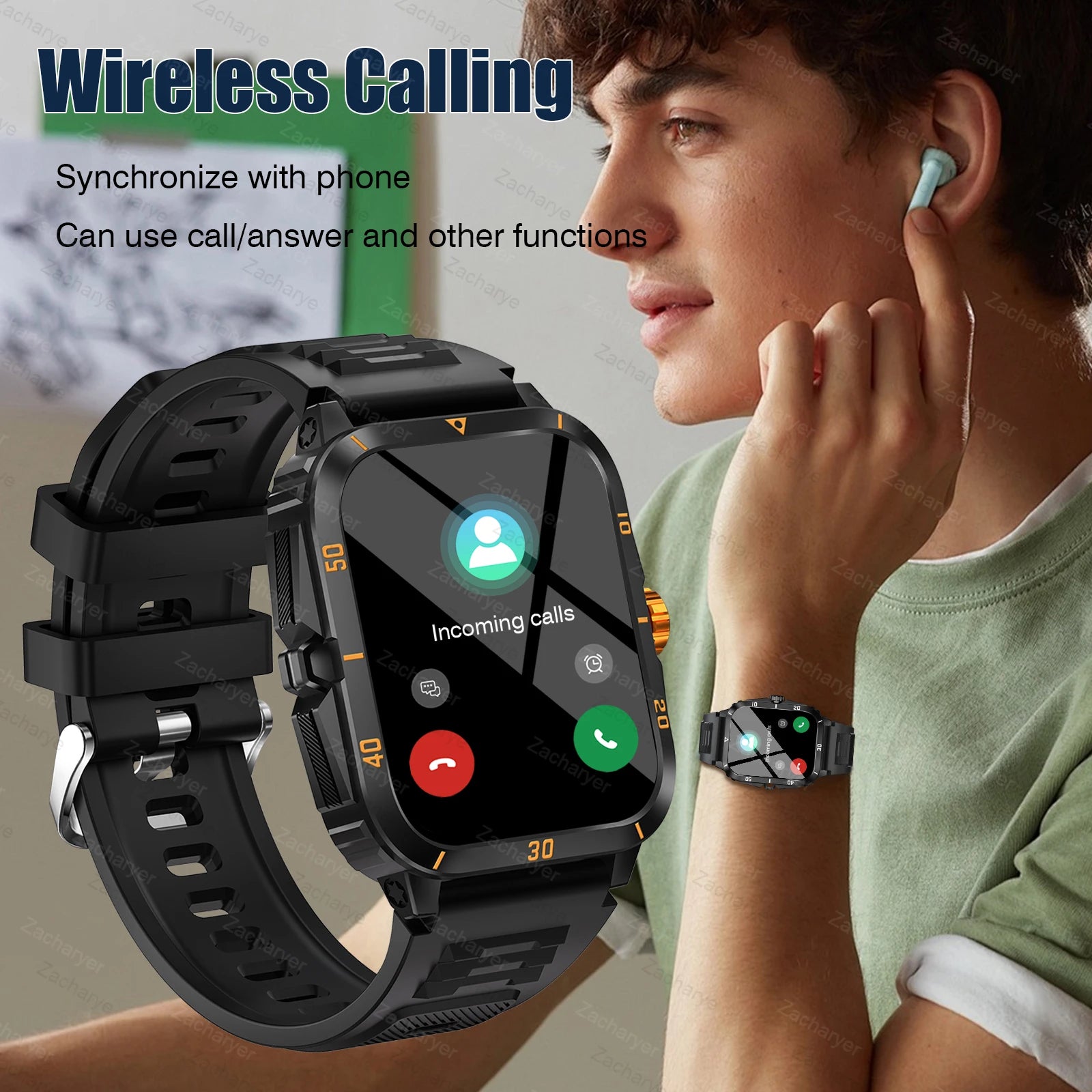 Smart watch, wireless calling /dial, multi -Sport mode, calling reminder and rejection, SMS reminder, for iPhone/Andriod