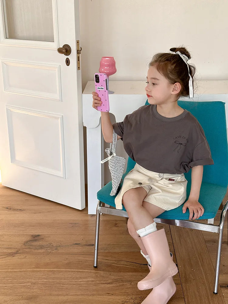 Ropa Infantil Niña Niños Camiseta de Manga Corta Ropa de Niña Verano Tops Ropa de Niños Ropa de Niño Ropa De Niña Ropa De Niño
