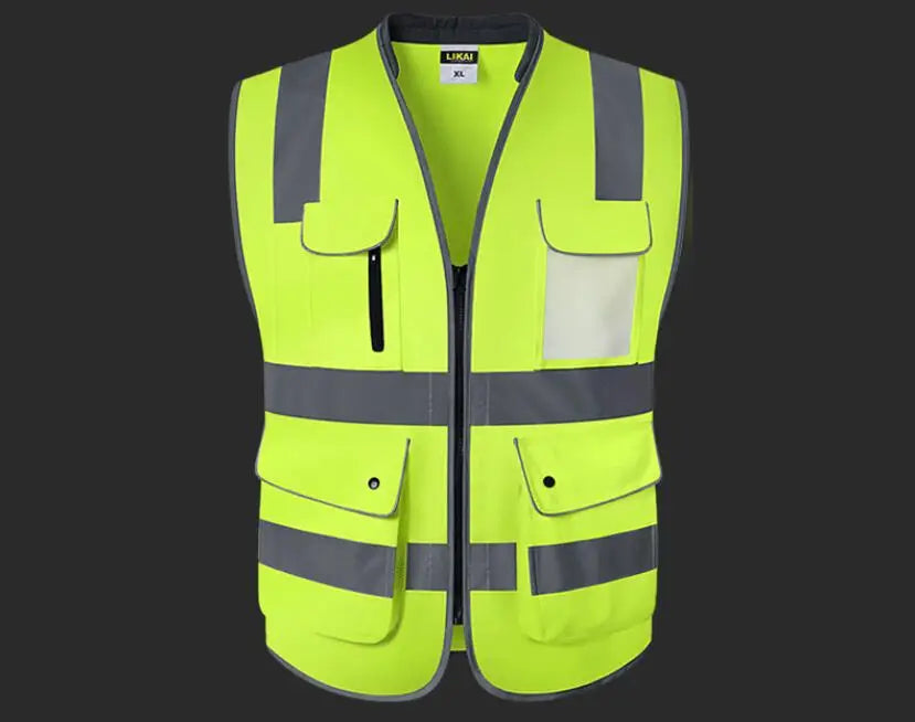 Road Work Vest for Man With Pockets Hi Vis Vest Outdoor Construction Protective Workwear Work Wear Vest