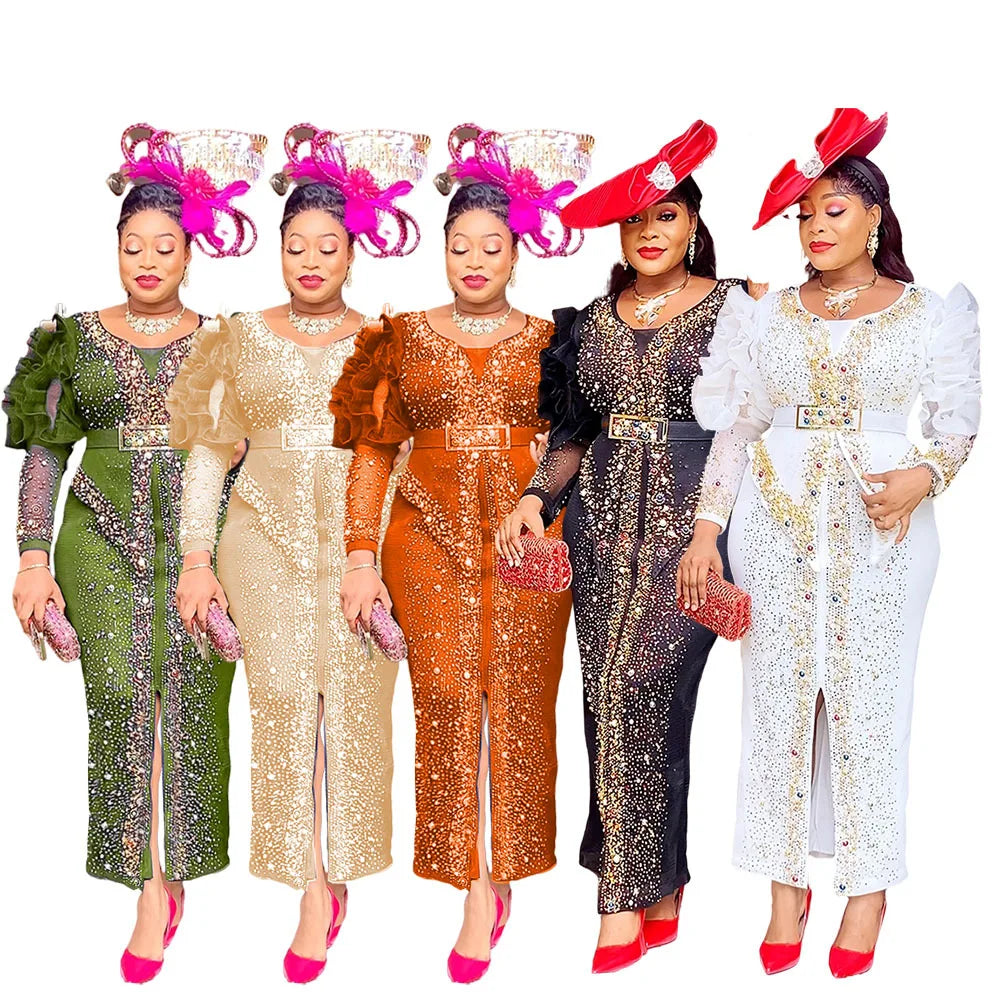 African Dresses for Women Elegant Party Evening Dashiki Abaya Maxi Dress Africa Clothes Ankara Dresses 2025 Bodycon Dress Gowns