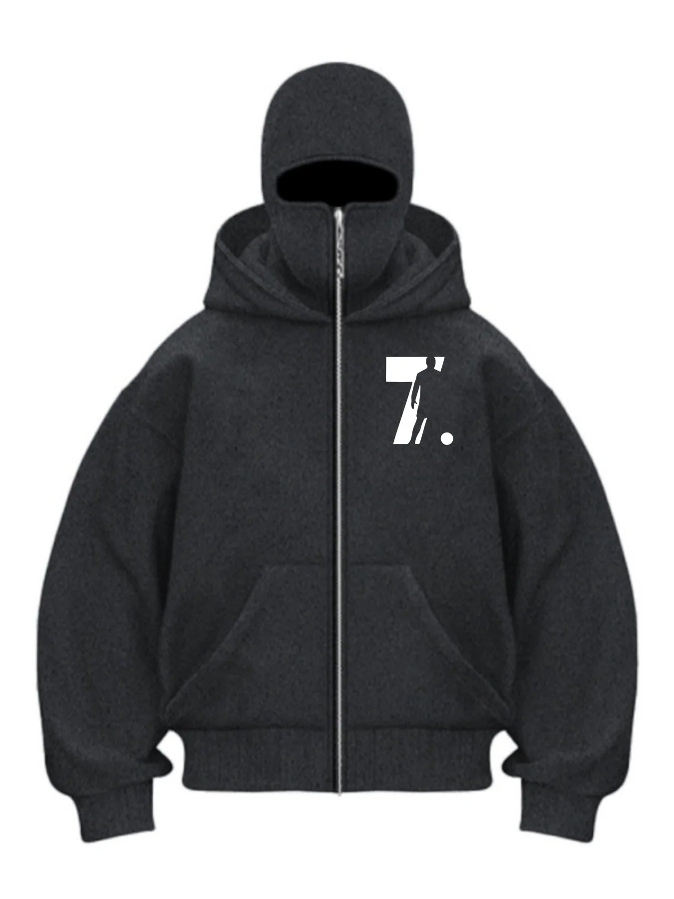 Balaclava Men Zip Hoodie Winter Warm Casual Sweatshirt Y2K with Hooded Face Mask Zipper Design Sports Jacket Outdoor Activities