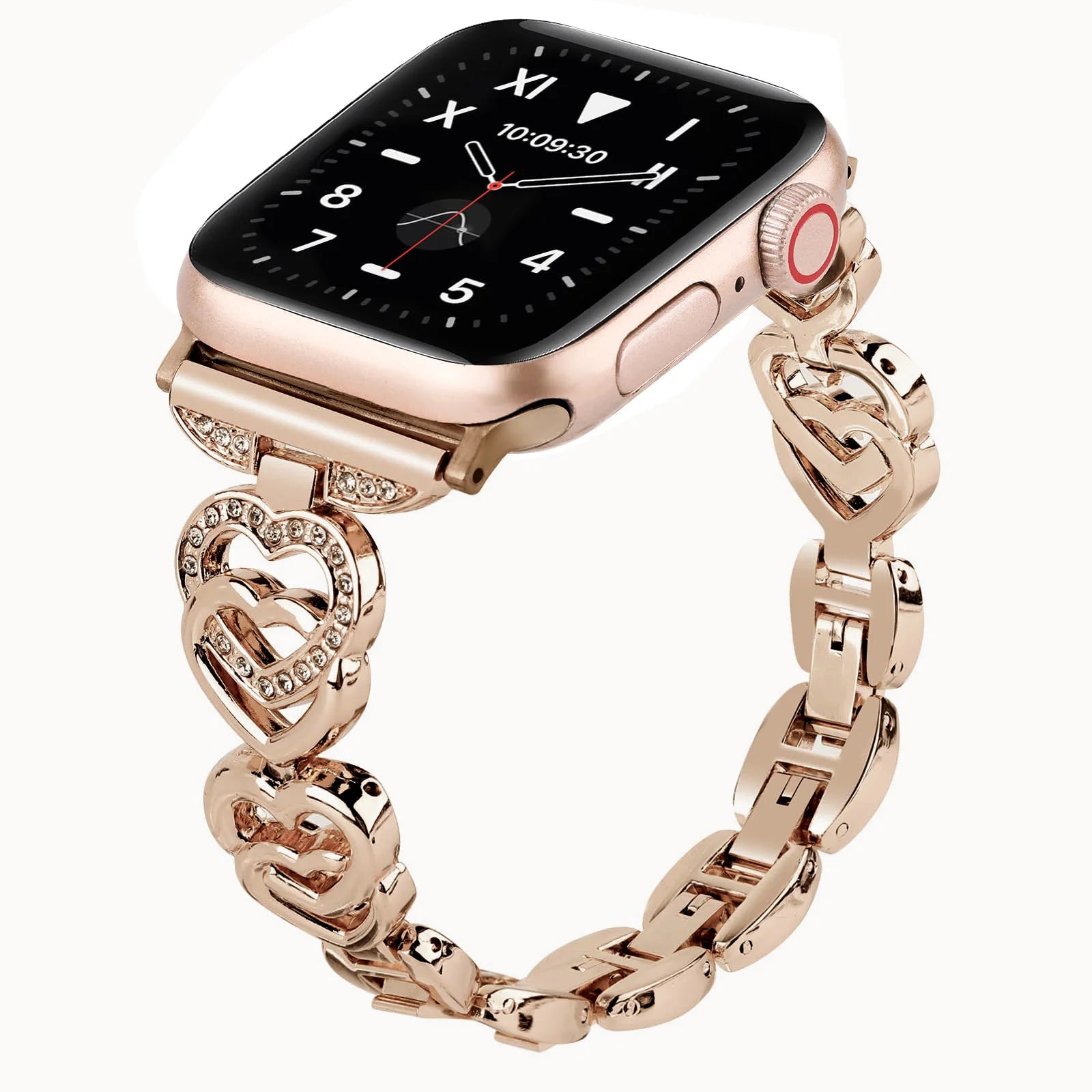 Diamond Heart Strap for Apple Watch band 40mm 44mm 38mm 45mm 41mm 49mm 42mm Metal Bracelet iWatch series se 7 6 3 5 Ultra 2 8 9