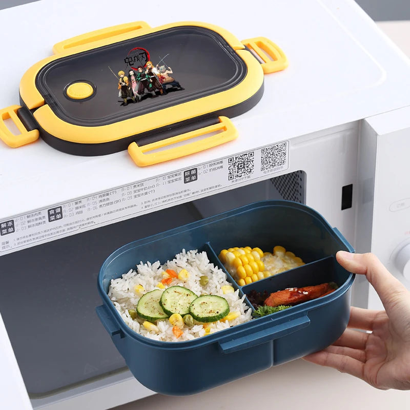 Demon Slayer Kimetsu No Yaiba Lunch Box Cartoon Anime Figures Dinner Pail Student Office Workers Large Capacity Sealed Bento Box