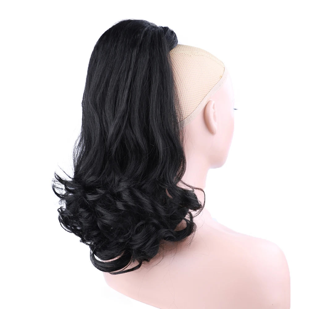 Extensions de queue de cheval synthétiques bouclées, queues de cheval enveloppantes pour femmes, postiches afro élastiques de 16 pouces pour chignons hauts.