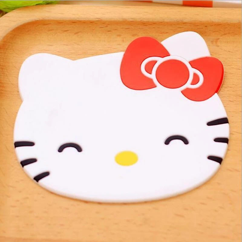 Hello Kitty Coaster Creative Cute Table Insulation Placemat Mat Kawaii Kitchen Accessories Drink Cup Coasters Non-slip Cup Mat