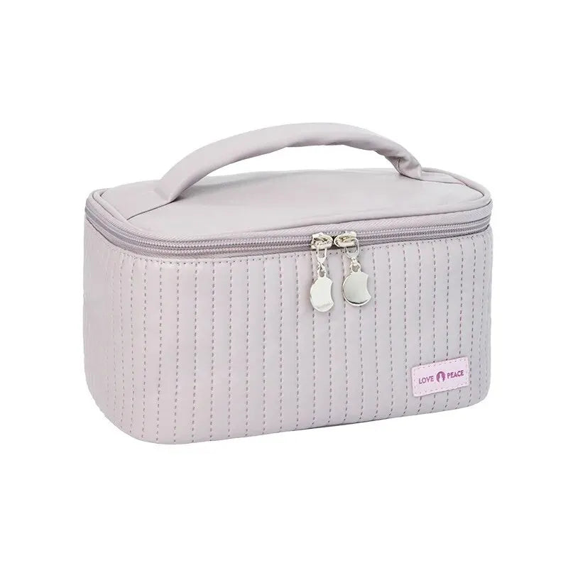 Makeup Bags for Women Travel Toiletry Cute Cases Bag Portable Solid Color Makeup Organizer Box Cosmetic Bag Neceser PU Leather