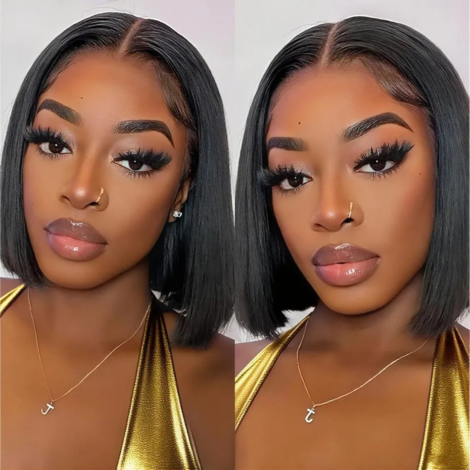 Pixie Cut Short Bob Wig 5X5 Hd Lace Closure Wig 5X5 Transparent Lace Front Wig Straight Human Hair Wigs For Women Brazilian Hair 250 Density Black