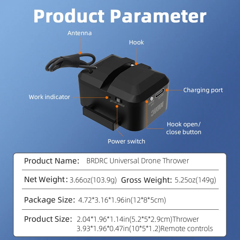 Sistema Airdrop para Drones DJI Avata 2/Mini 4 Pro/Air 3/Mini 3 Pro/Mavic 3 Pro/Mavic Pro Lanzador de Peces Rescate de Vida Envío de Regalos
