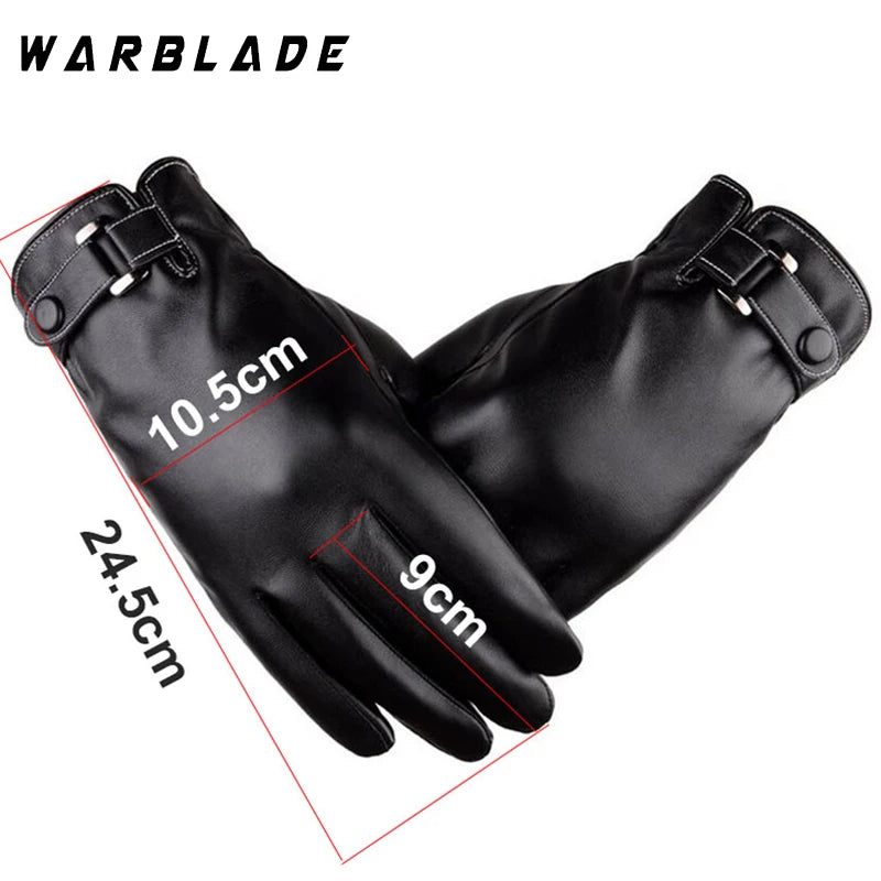 New Winter Gloves Men Women Black PU Leather Cashmere Warm Driving Gloves Mittens Touch Screen Waterproof Tactical Gloves