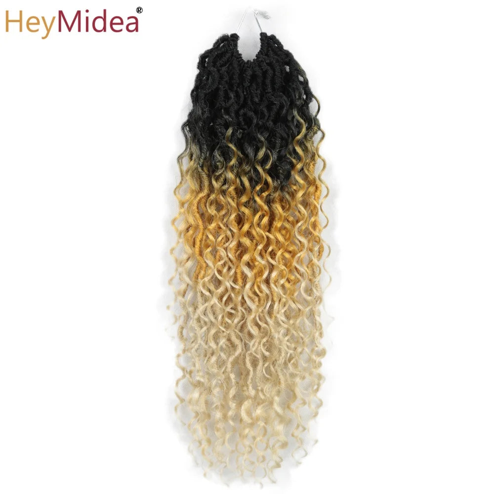 Synthetic Goddess Locs Crochet Hair Braids Curly Faux Locs Braiding Hair Extensions Wig For Women Black Hippie Boho Style