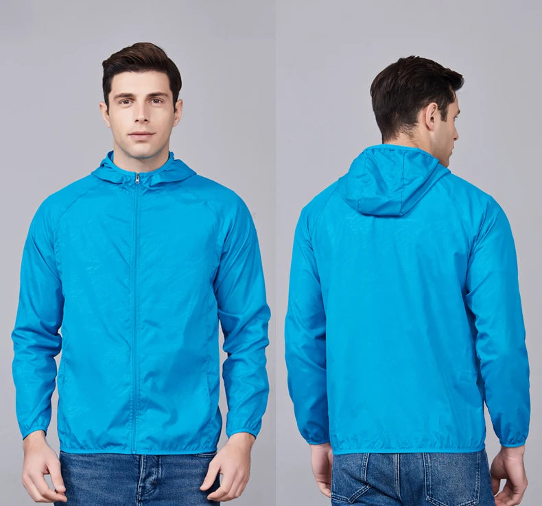 JNLN Men Women Hiking Jackets Waterproof Sun Protective Windbreaker Unisex Camping Climbing Outdoor Rain Coat Portable Clothes