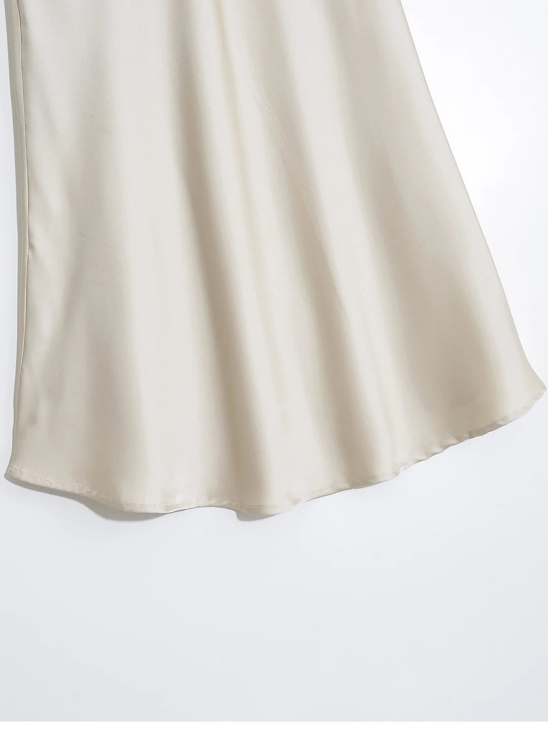 Elegant Satin Midi Slip Skirt with Side Zipper – Smooth & Flowing Fit for Versatile Styling
