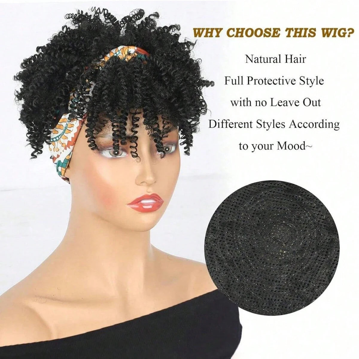 Black Headband Afro Wig