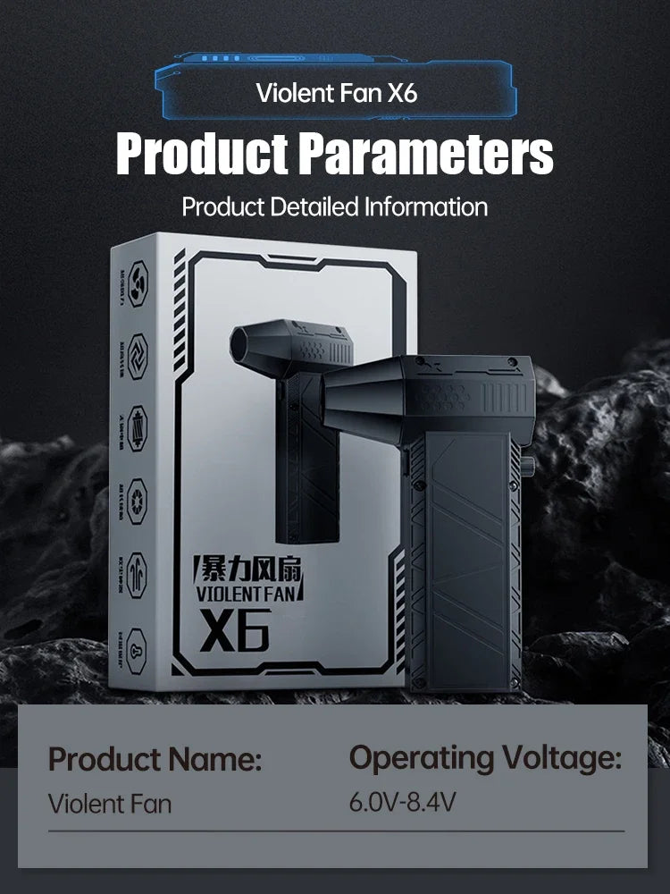 Soplador de aire X6 de 450000 RPM, potente aspirador de polvo, carga rápida, ventilador violento sin escobillas de viento fuerte para limpieza de coche/ordenador