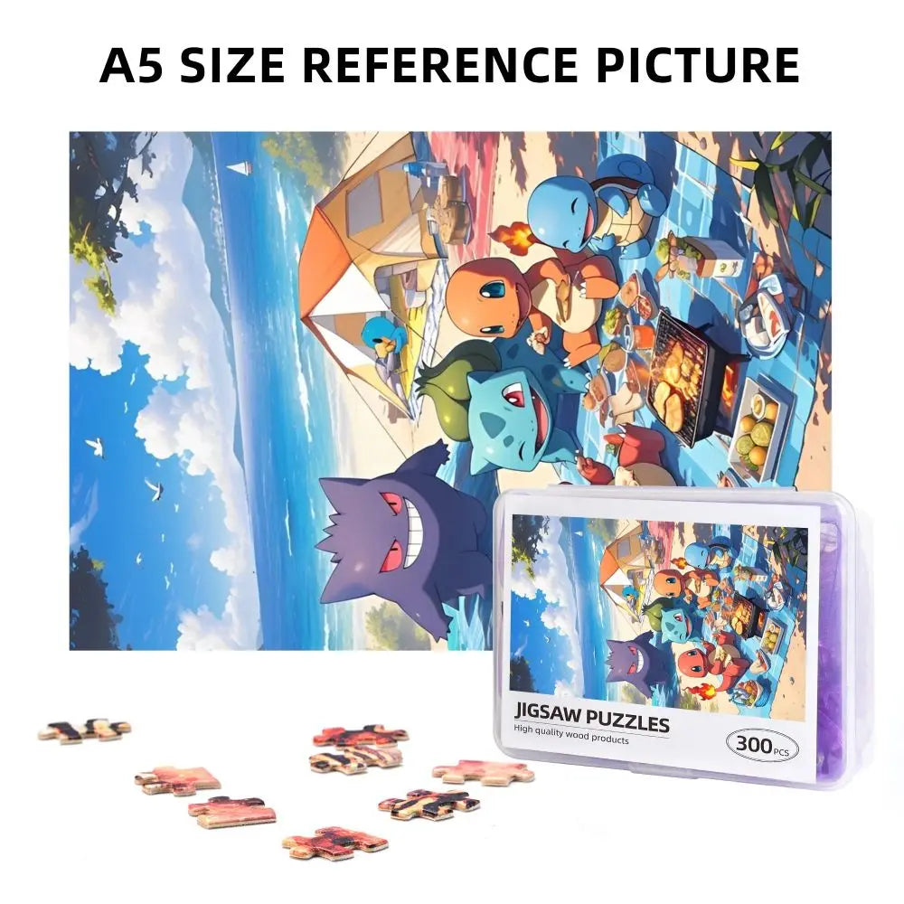 Pokemon Characters Pikachu Cartoon Wooden Puzzles for Children Jigsaw Puzzles 300 Pieces Educational Toys Gift for Kids