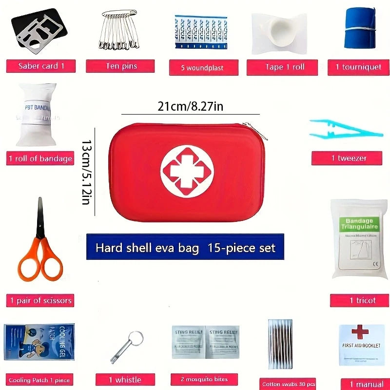 Botiquín de primeros auxilios multiusos, pequeño/grande: botiquín portátil para caza, senderismo, camping al aire libre, incluye material de emergencia