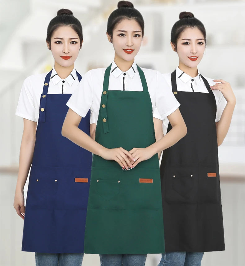 New Fashion Kitchen Aprons for Woman Men Chef Work Apron for Grill Restaurant Bar Shop Cafes Beauty Nails Studios Uniform
