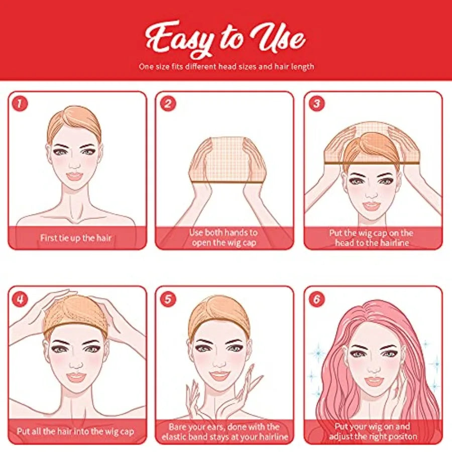6 Pcs Stocking Wig Caps, Light Brown Stocking Caps For Wigs, Stretchy Nylon Wig Caps for Women, Girls,