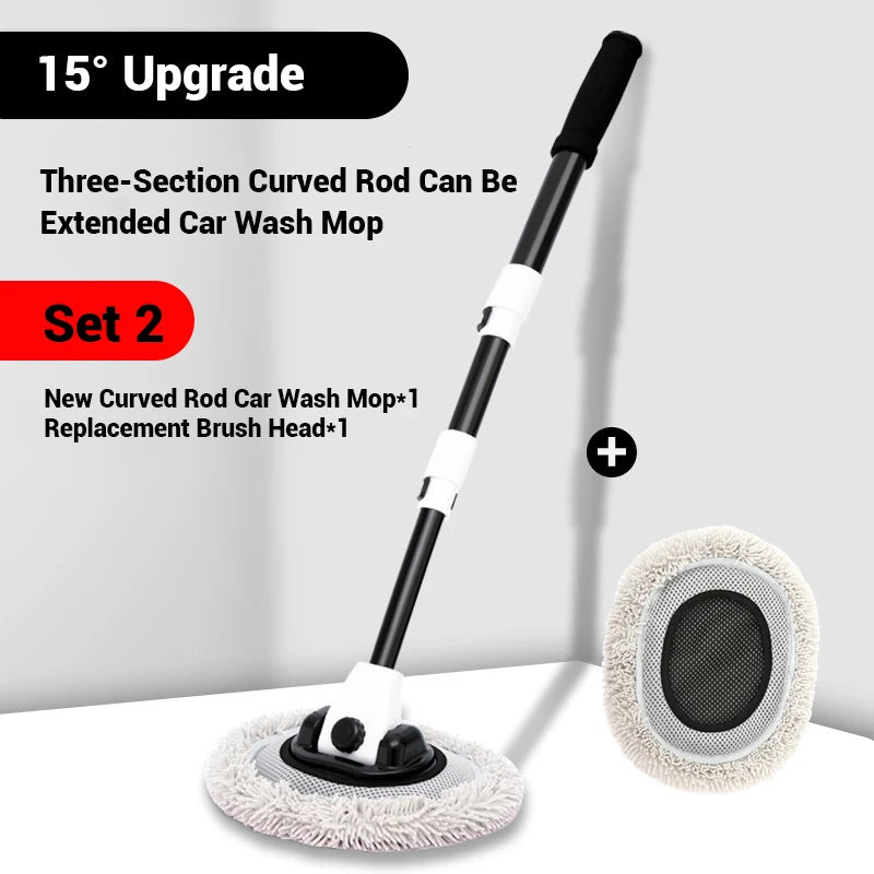 Car Wash Brush Car Cleaning Brush Telescoping Long Handle Mop Soft Hair Chenille Broom Universal Window Wash Auto Accessories