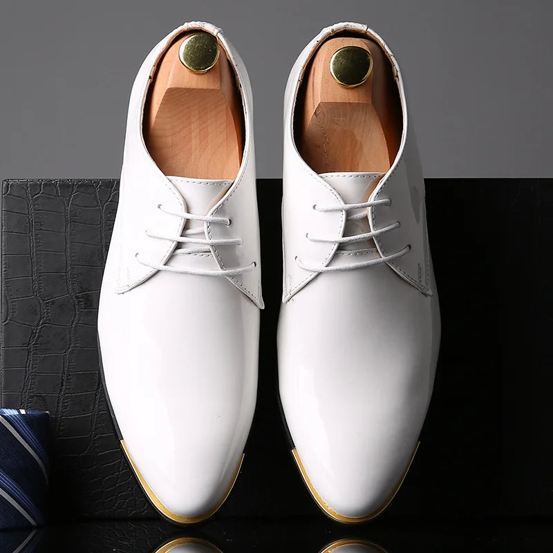 zapatos formales hombre clásicos Charol zapatos de boda hombre oficina coiffeur moda italiana zapatos de vestir hombre piel erkek ay 657