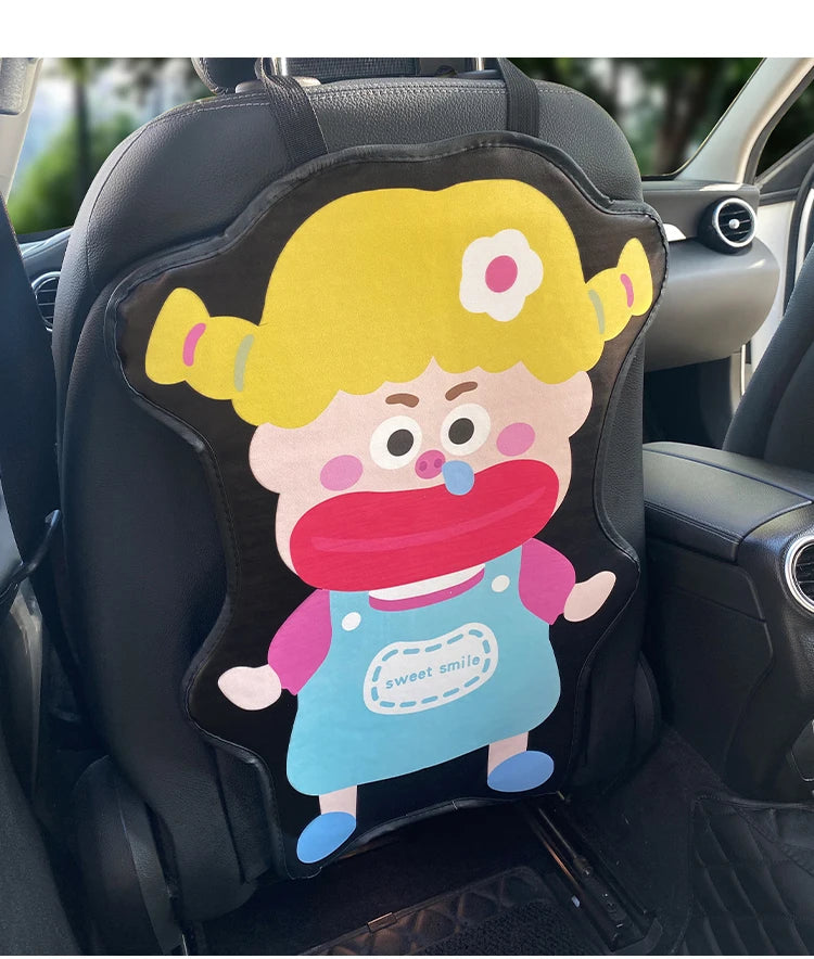Car anti-kick pad, seat back protective pad, leather waterproof, anti-wear and wear-resistant cartoon cute car protective