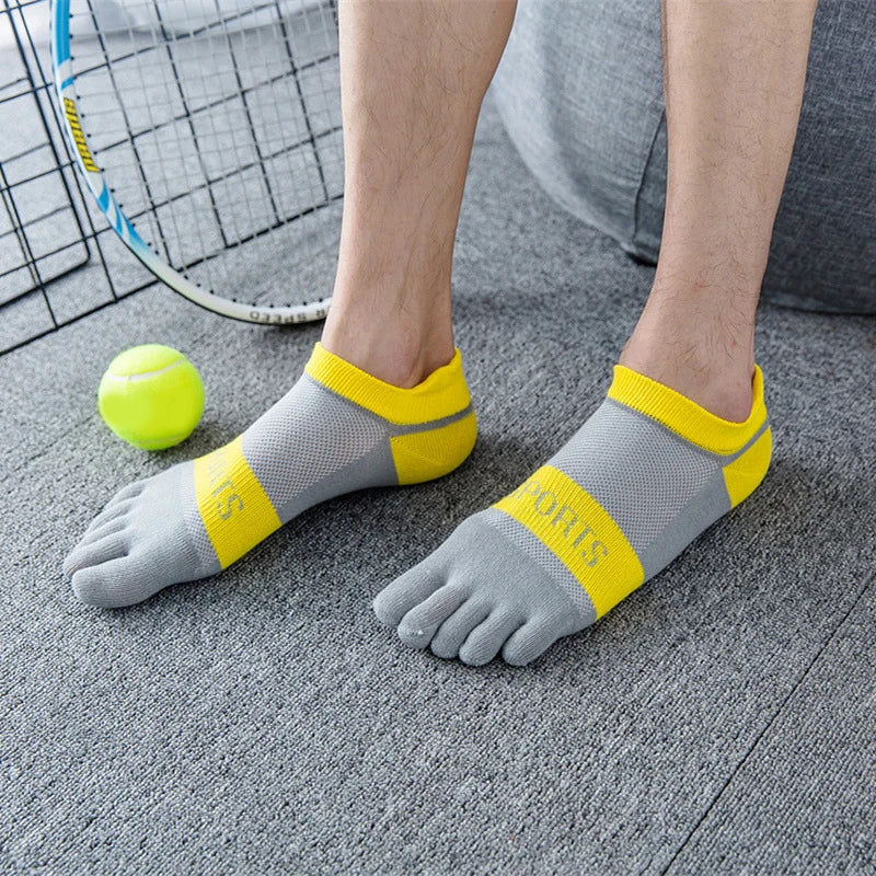 EU 36-45 Pure Cotton Five Finger No Show Socks Mens Sports Breathable Comfortable Shaping Anti Friction Ankle Socks With Toes