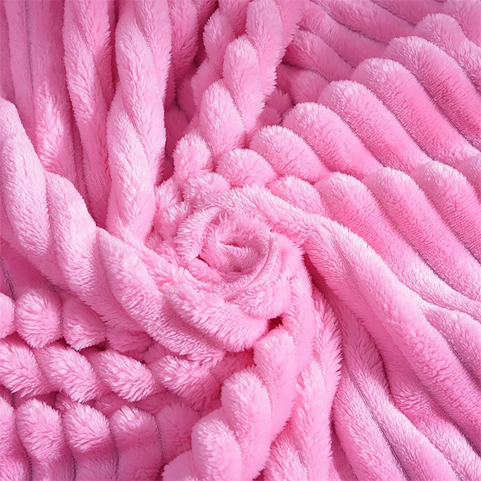 Mantas de franela a rayas para camas, color rosa sólido, azul, suaves, cálidas, de visón, para sofá, colcha, playa, avión, mantas de viaje