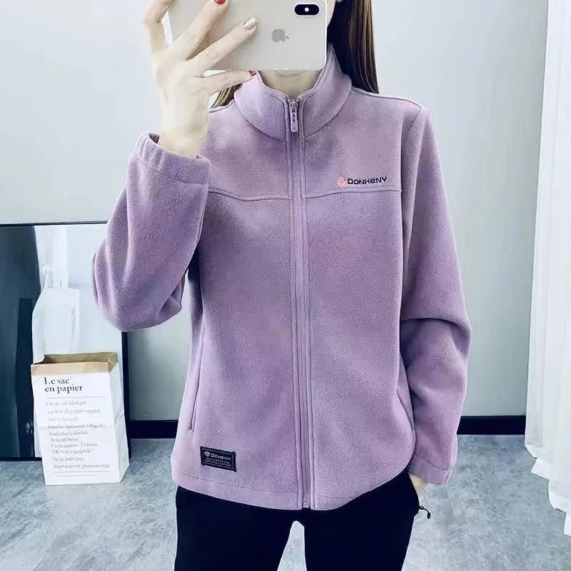 Plus Size XL-5XL Autumn winter Women's Casual Cardigan Jacket Outdoor Sports Snowflake Fleece Top Youth Couple Fleece Clothing