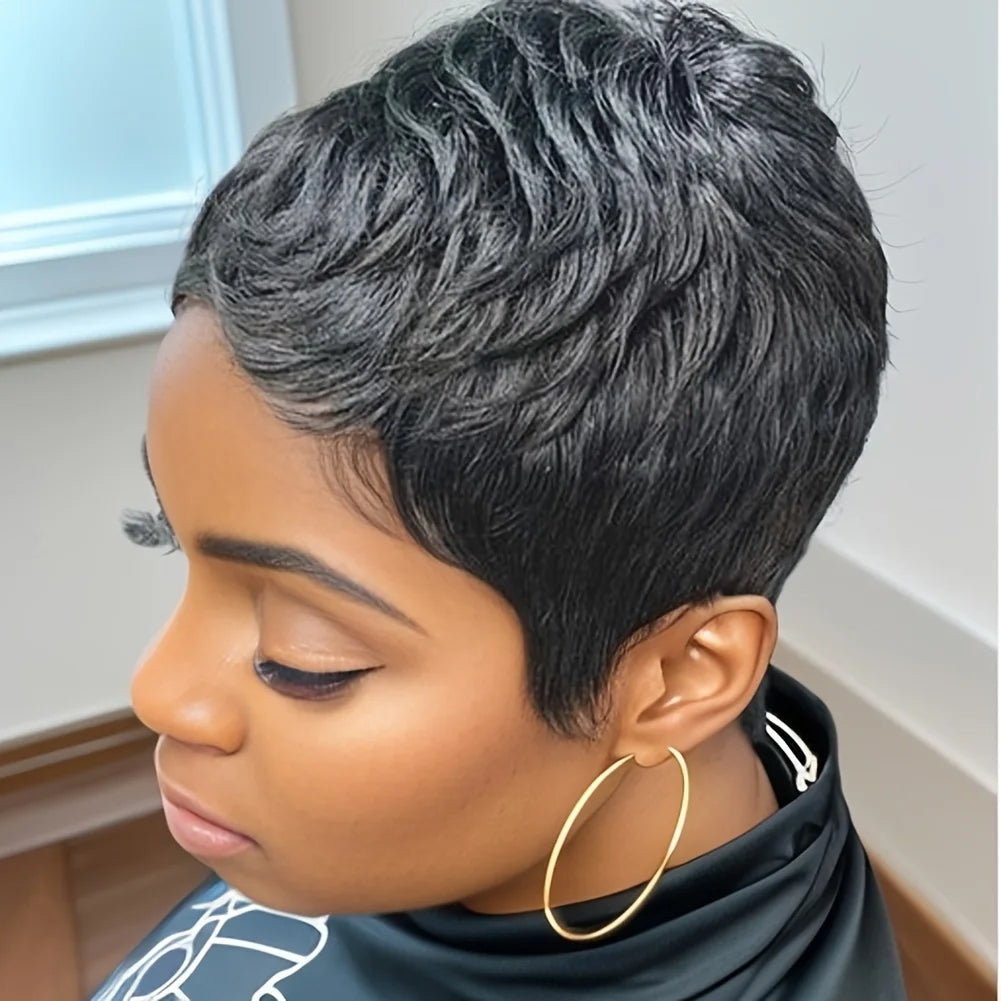 Peluca corta de cabello humano estilo pixie