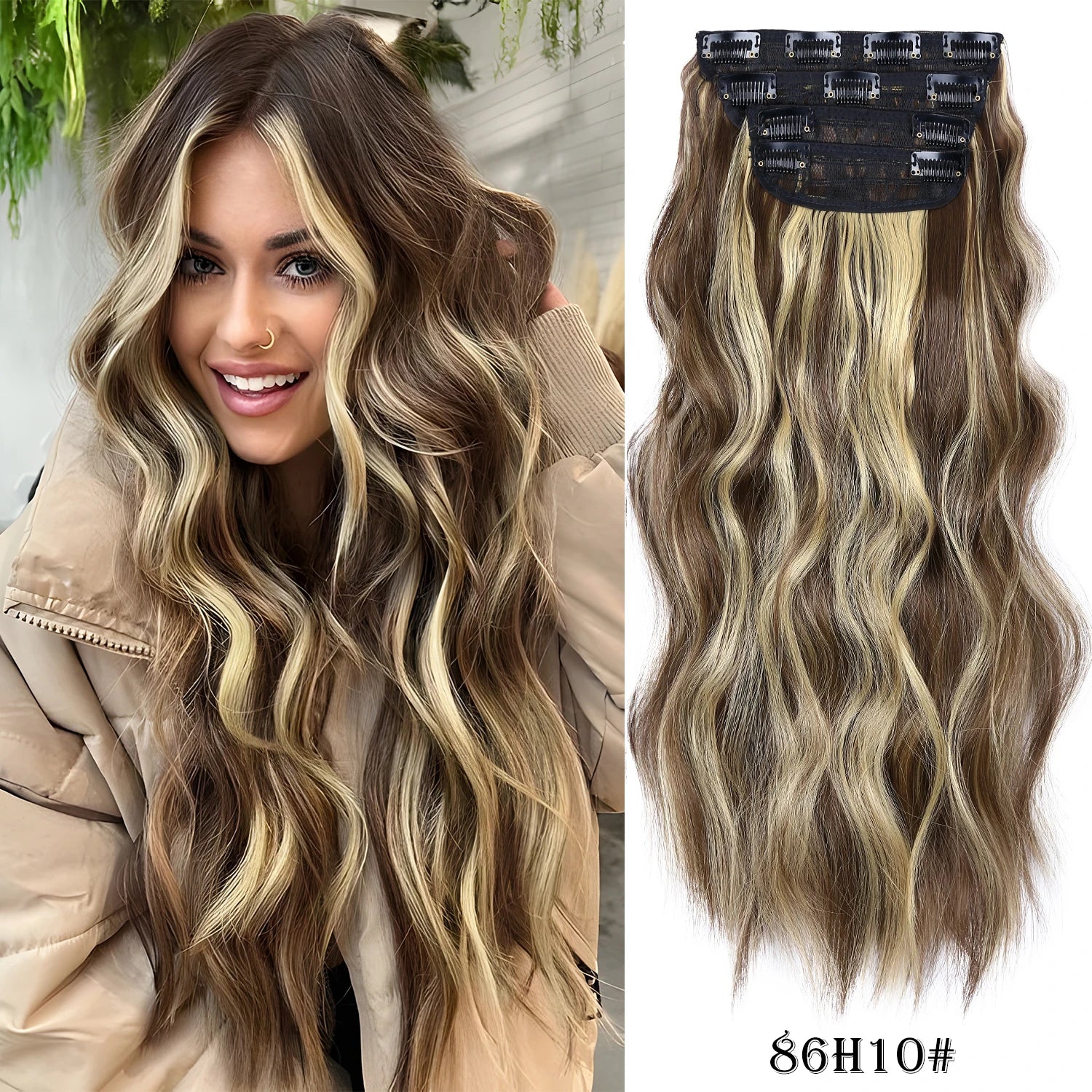 Extensiones de Cabello Ondulado Largo de Clip
