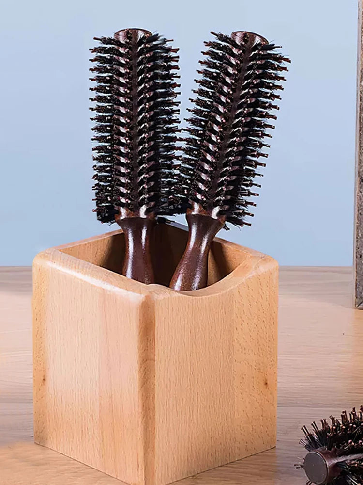 Hair Comb Natural Boar Bristle Rolling Brush Round Barrel Blowing Curling DIY Hairdressing Styling Tool