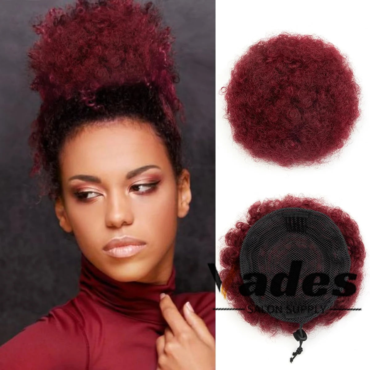 Queue de cheval en cheveux humains bouclés Afro Crépus Chignon à cordon de serrage Extensions de chignon haut à clipser pour femmes noires 4 6 8 pouces