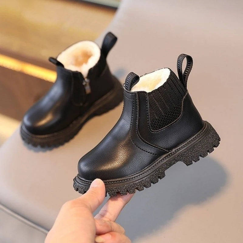 New Winter Children's Shoes 1-10 Years Old Warmer Snow Fashion Kids Boots PU Leather Boots  Princess Girls Anti Slip Foot