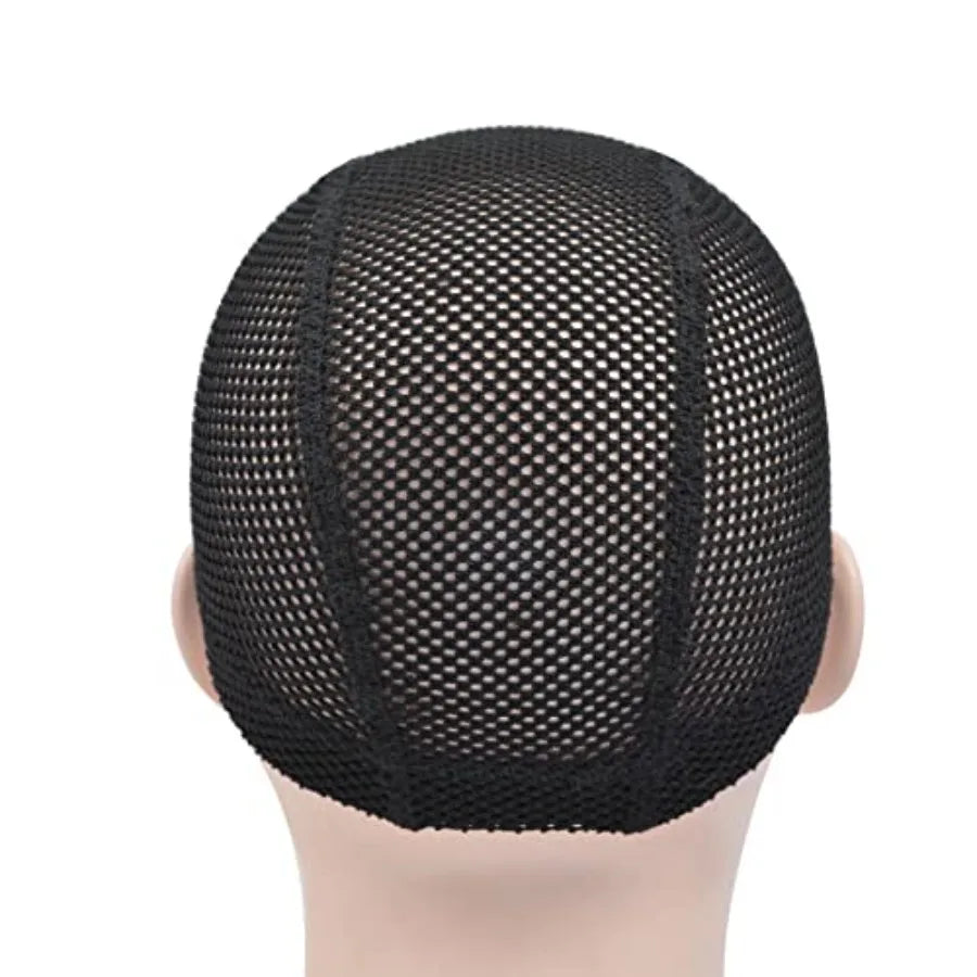 2 Pcs Black Mesh Dome Wig Cap Elastic Crochet Braid Wig Caps for Making Wig Black S