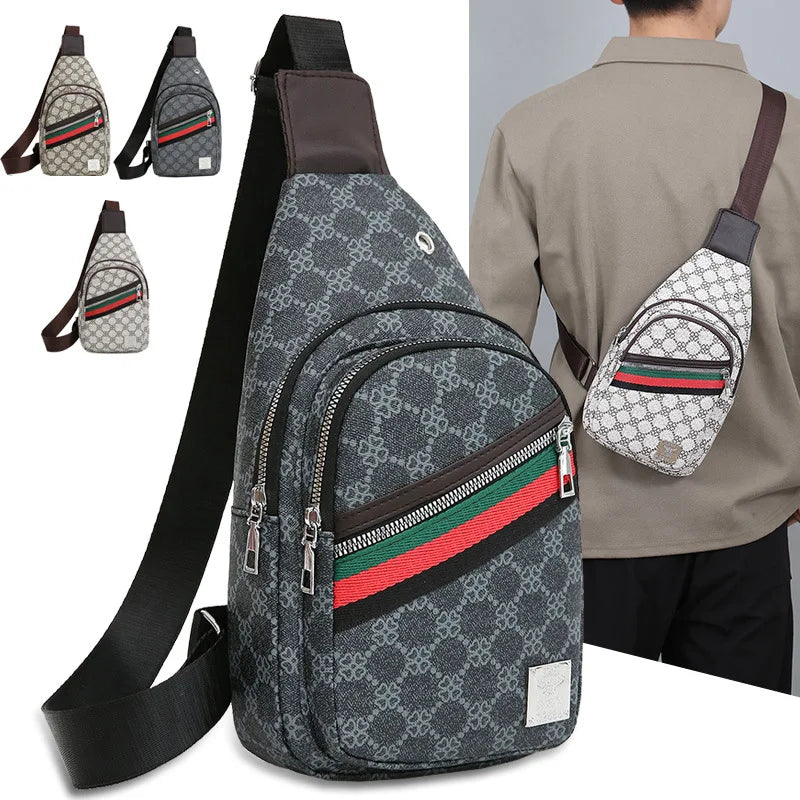 Bolso de pecho cruzado de cuero PU para hombre – Bandolera multifunción urbana