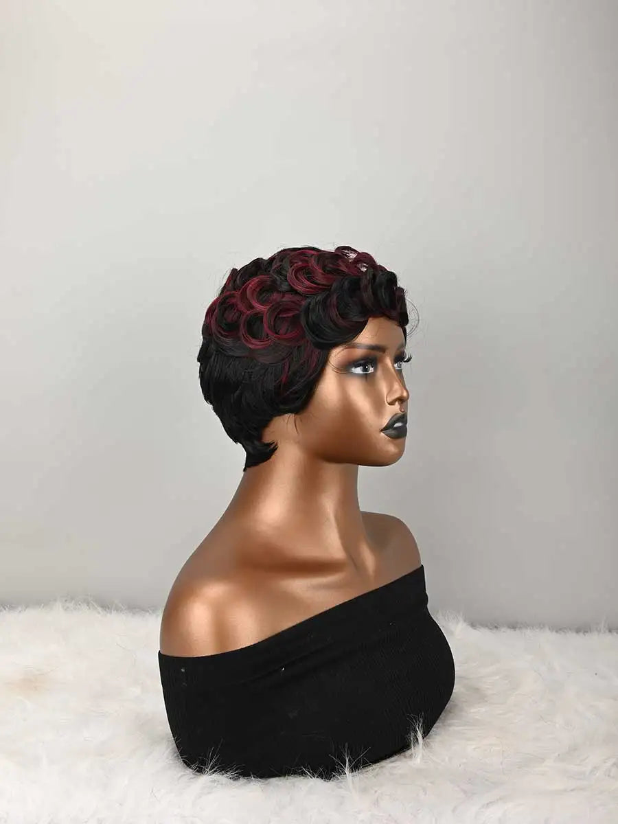 Short Pixie Wigs Short Curly Pixie Wigs Synthetic Wigs Natural Wavy Pixie Cut Wig Short Curly Layered Pixie Wig