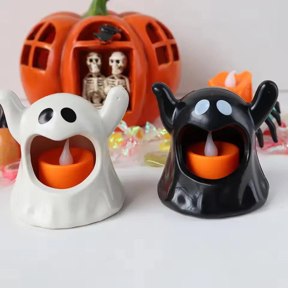 LED Electronic Candle Lights Kawaii Ghost Lights Halloween Scary Atmosphere Ornaments Kid Gift Party Desktop Decoration Props