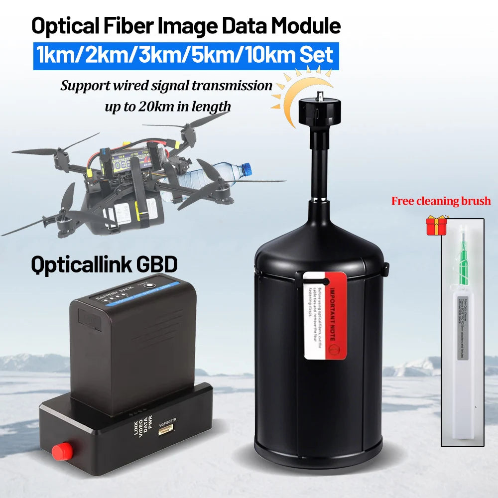 10KM FPV Drones Optical Fiber Image Data Module Relay Extender Optical Link Sky Support up to 20km of Wired Signal Transmission