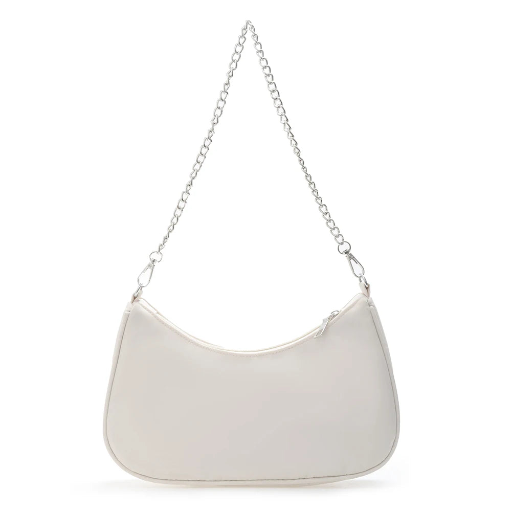 Solid Color Shoulder Purse Women Underarm Bag Ladies Fashion Top-handle Clutches Black Beige White Pink Handbag Pouch