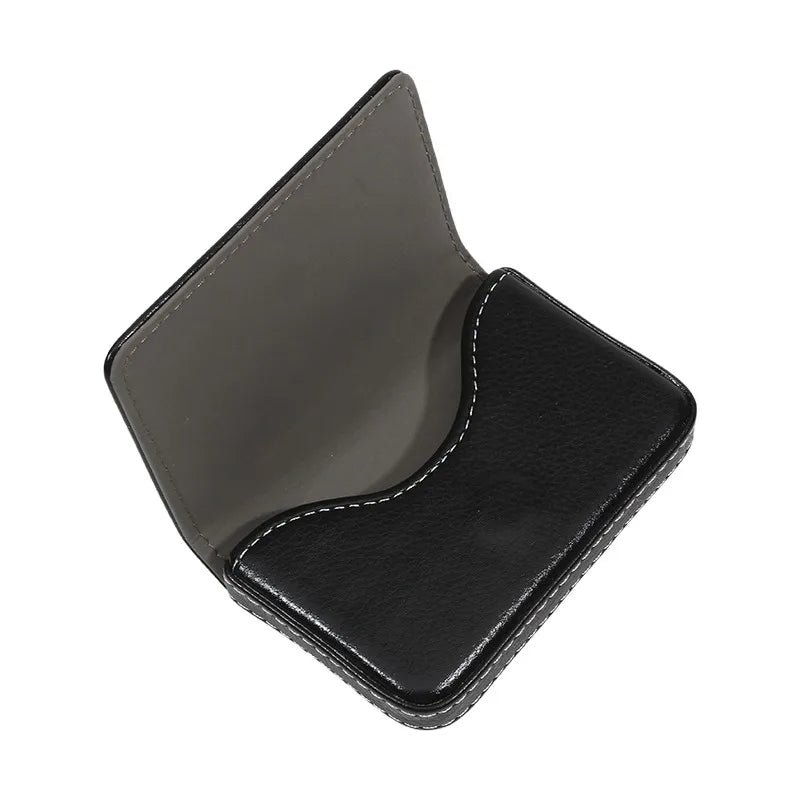 Business Card Holder, Vertical Version PU Leather Business Card Case Pocket Business Name Card Holder With Magnetic Shut