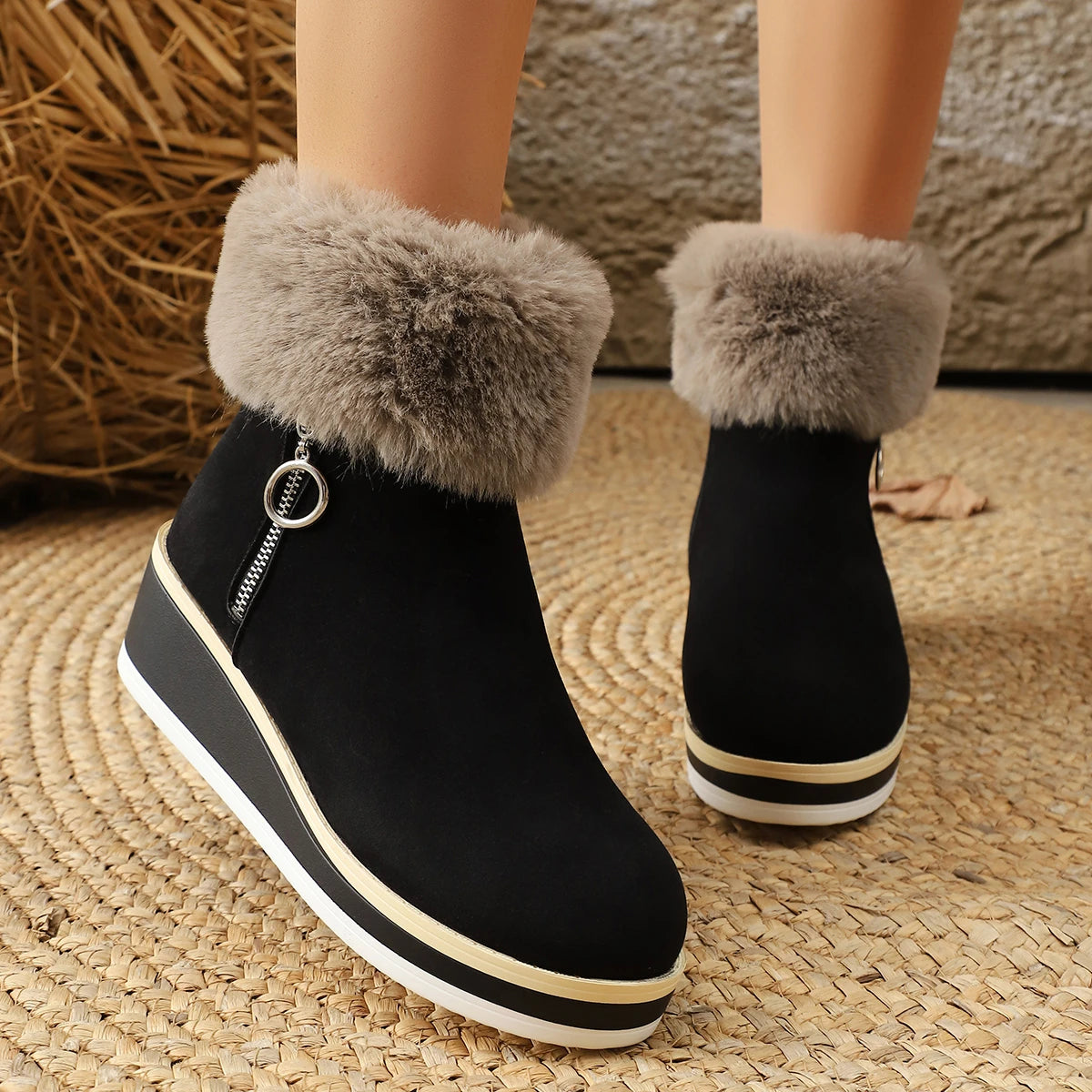 Plush Winter Ankle Snow Boots