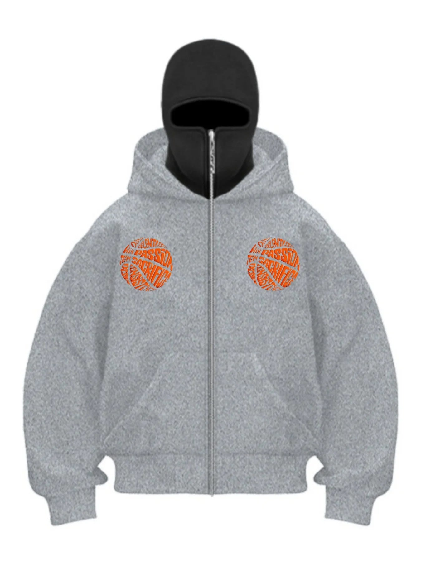 Balaclava Men Zip Hoodie Winter Warm Casual Sweatshirt Y2K with Hooded Face Mask Zipper Design Sports Jacket Outdoor Activities